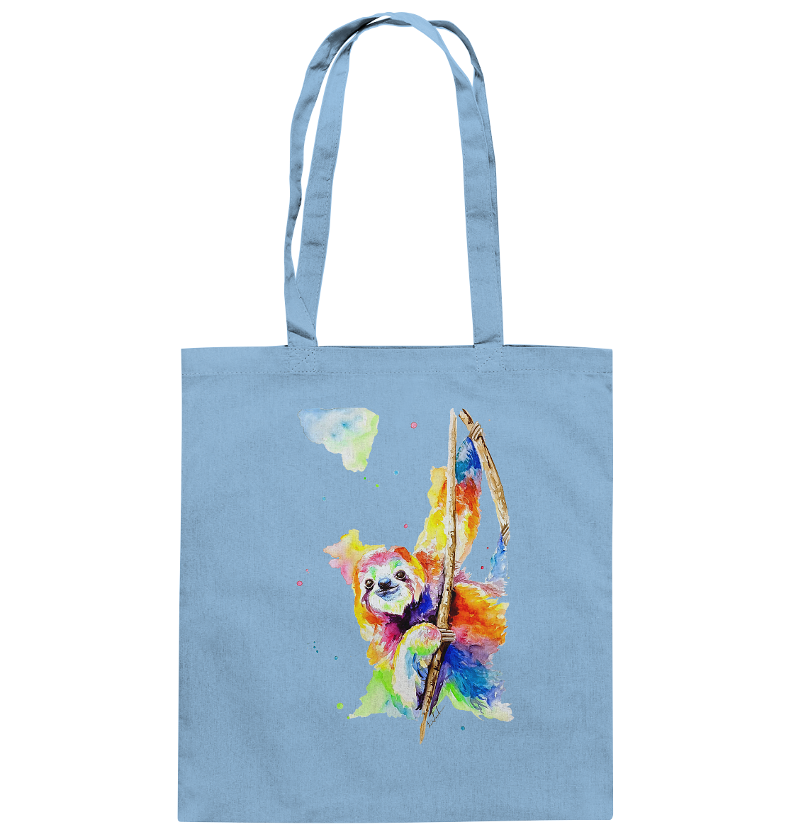 Buntes Faultier - Baumwolltasche