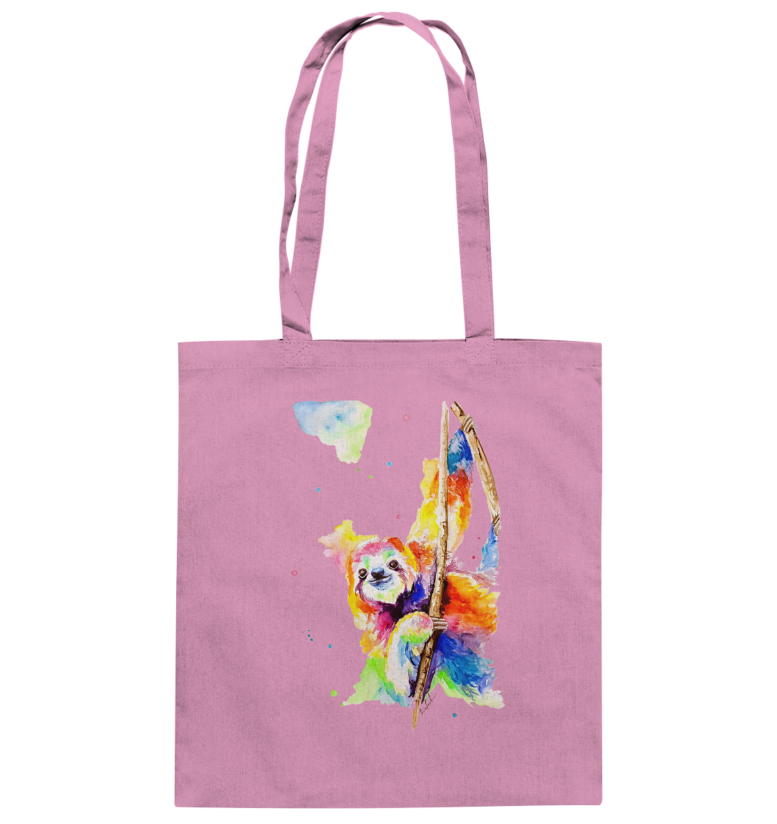 Buntes Faultier - Baumwolltasche