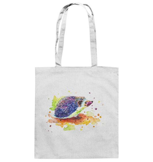 Motiv farbenfroher Igel - Baumwolltasche