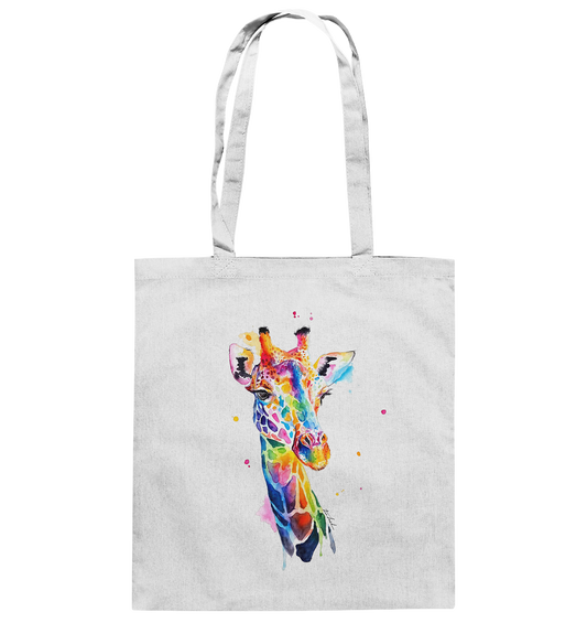Motiv farbenfrohe Giraffe - Baumwolltasche