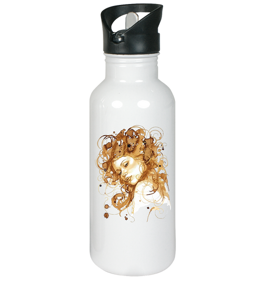 Kaffeemotiv Portrait mit goldenen Haaren - Edelstahl-Trinkflasche