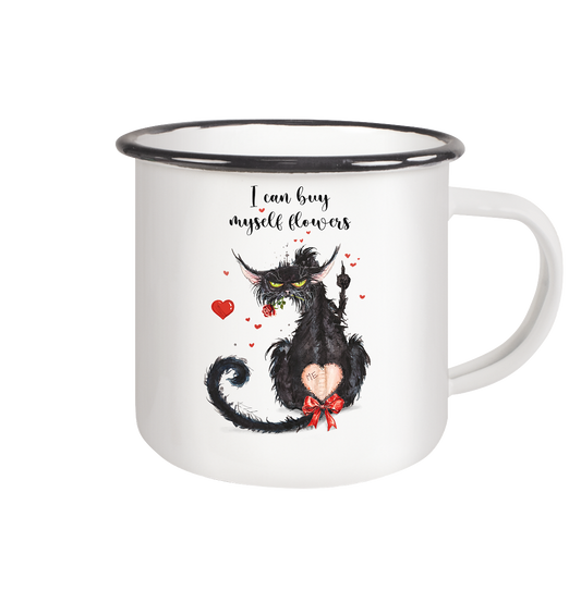 Feministische Valentins - F**U-Cat  - Emaille Tasse (Black)