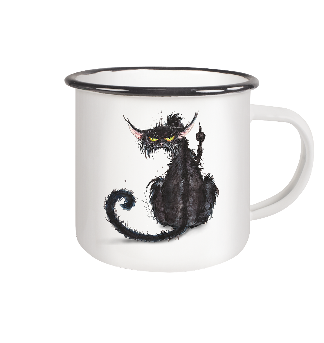 F*U-Cat - Emaille Tasse (Black)