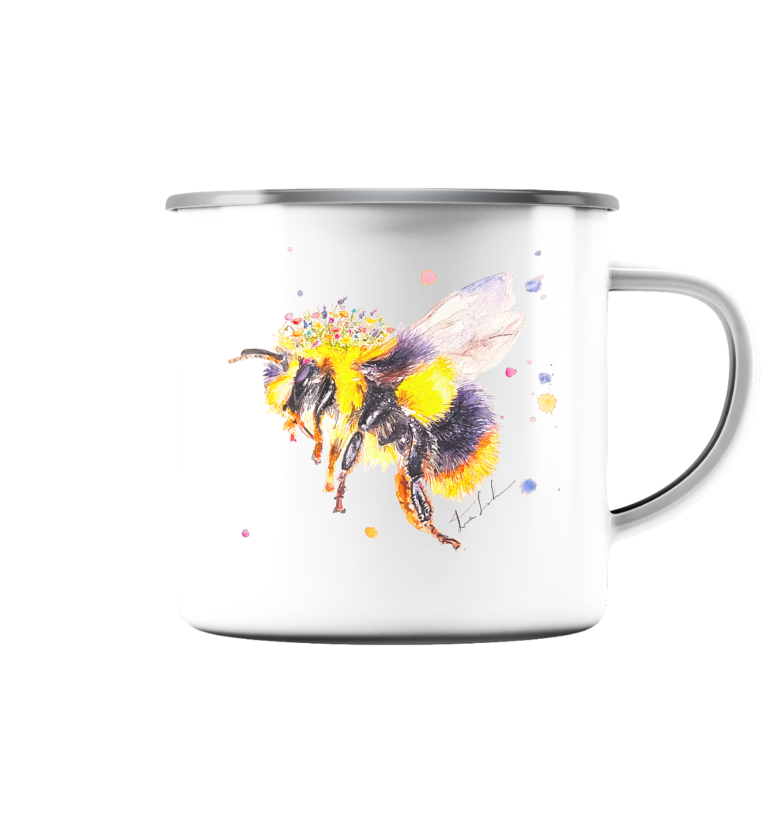 Trinkgefäße mit Hummel - Mila - Emaille Tasse (Silber)