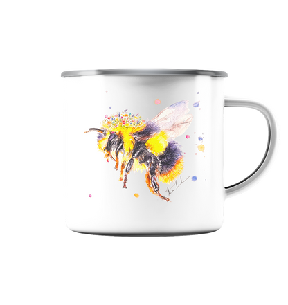 Trinkgefäße mit Hummel - Mila - Emaille Tasse (Silber)