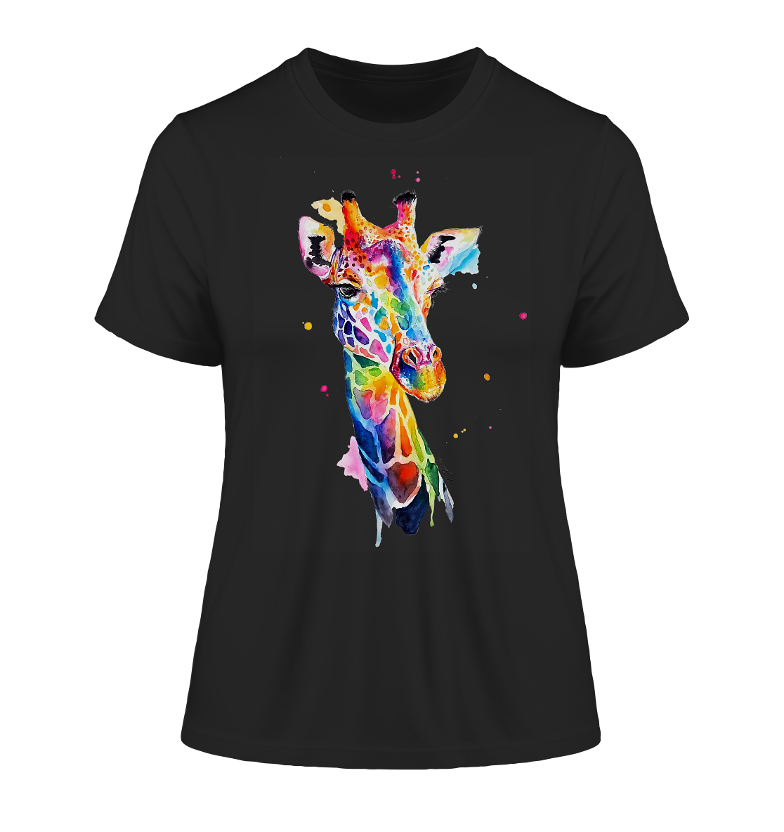 Motiv farbenfrohe Giraffe - Fitted Ladies Organic Shirt