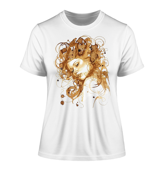 Kaffeemotiv Portrait mit goldenen Haaren - Fitted Ladies Organic Shirt
