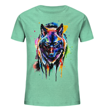 Lade das Bild in den Galerie-Viewer, Bunter schwarzer Wolf - Kids Organic Shirt
