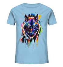Lade das Bild in den Galerie-Viewer, Bunter schwarzer Wolf - Kids Organic Shirt
