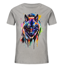 Lade das Bild in den Galerie-Viewer, Bunter schwarzer Wolf - Kids Organic Shirt
