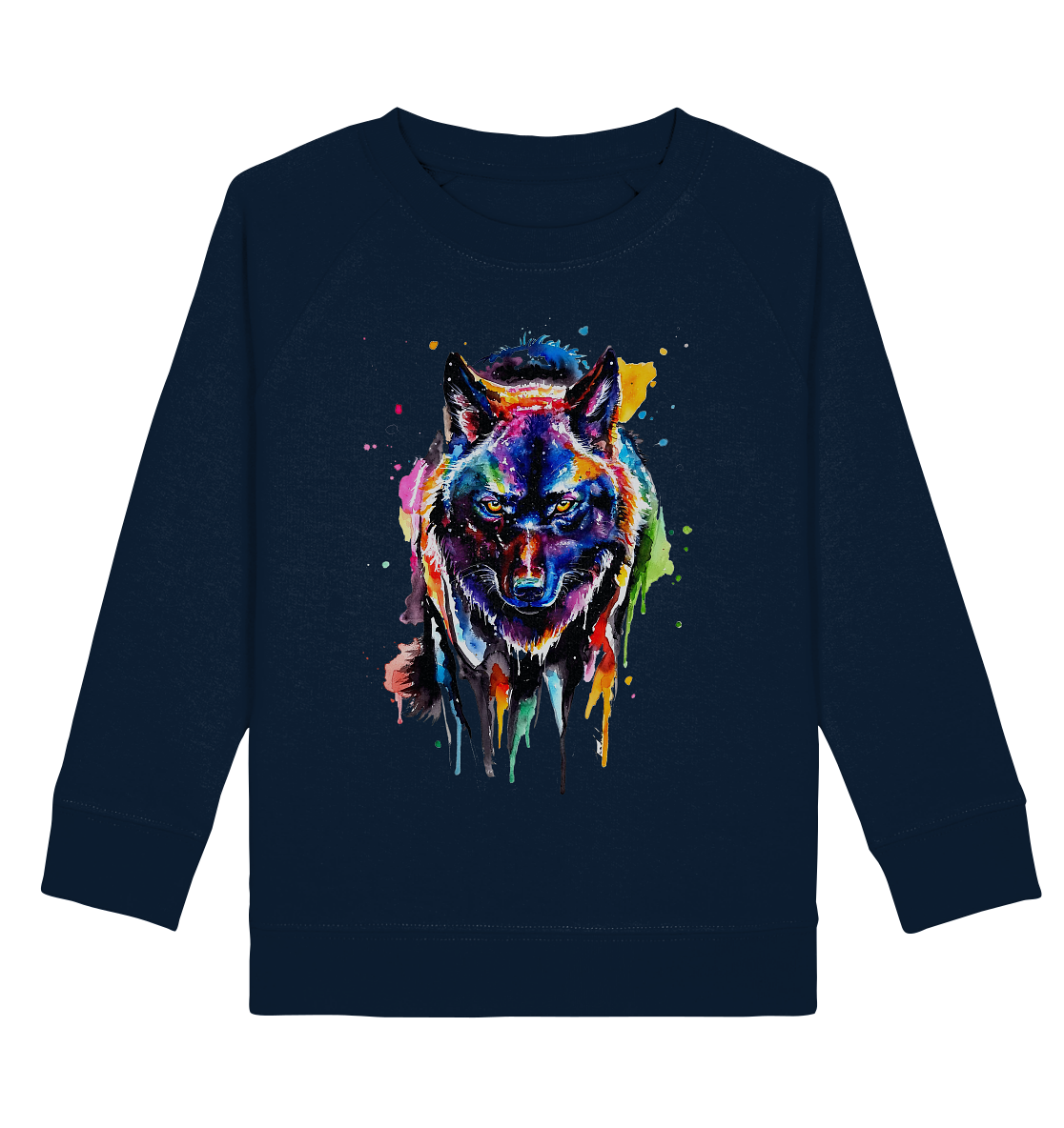 Bunter schwarzer Wolf - Kids Organic Sweatshirt
