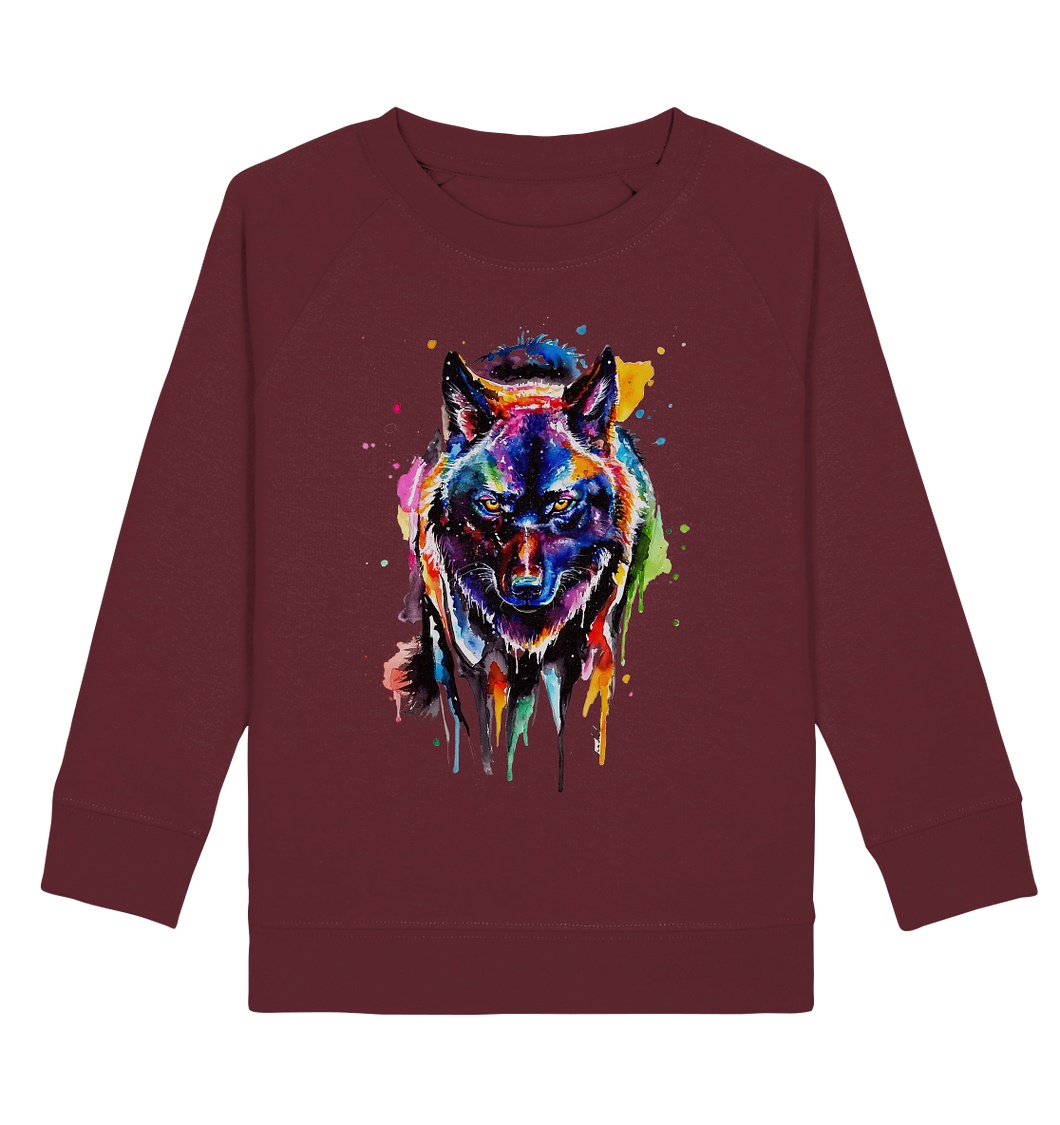 Bunter schwarzer Wolf - Kids Organic Sweatshirt