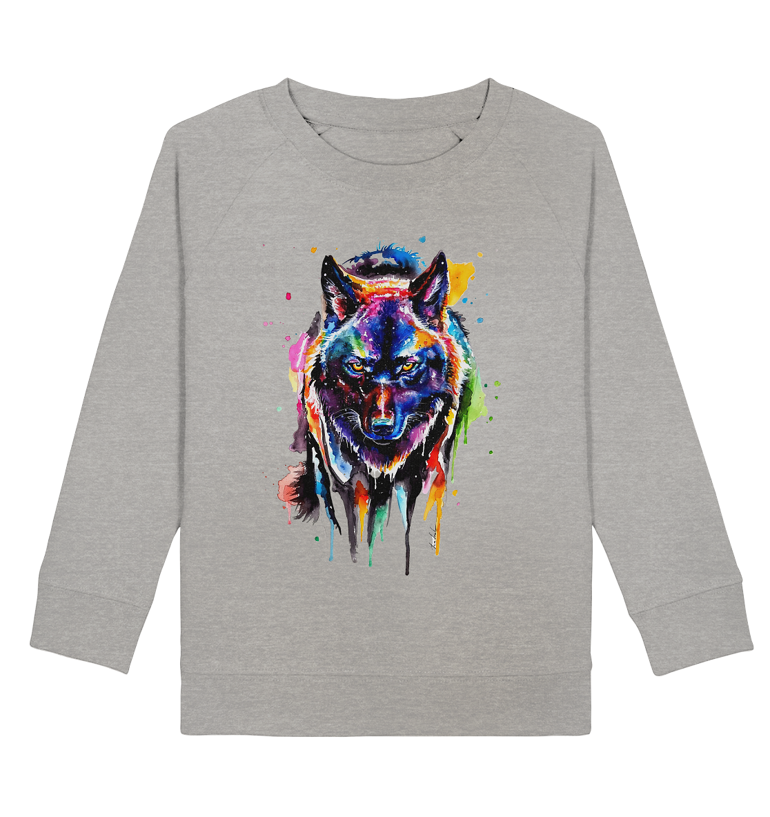 Bunter schwarzer Wolf - Kids Organic Sweatshirt