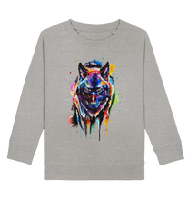 Lade das Bild in den Galerie-Viewer, Bunter schwarzer Wolf - Kids Organic Sweatshirt
