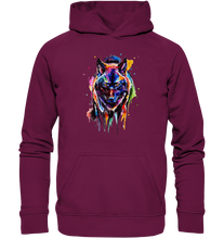Lade das Bild in den Galerie-Viewer, Bunter schwarzer Wolf - Kids Premium Hoodie
