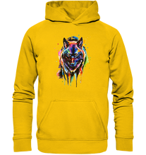 Lade das Bild in den Galerie-Viewer, Bunter schwarzer Wolf - Kids Premium Hoodie
