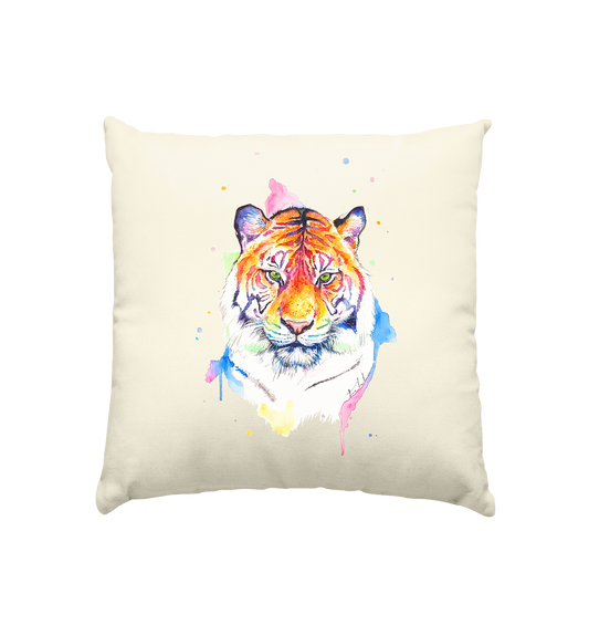 Bunter Tiger - Kissen natur 40x40cm