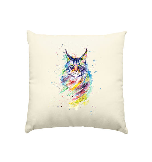 Bunte Katze - Kissen natur 40x40cm