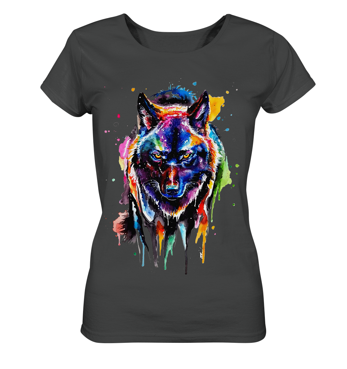 Bunter schwarzer Wolf - Ladies Organic Shirt