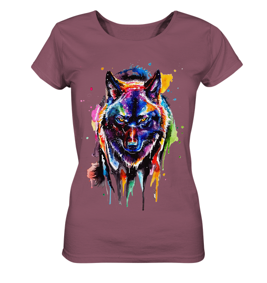 Bunter schwarzer Wolf - Ladies Organic Shirt