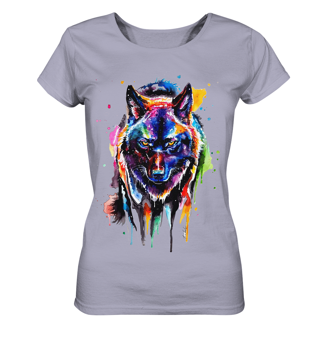 Bunter schwarzer Wolf - Ladies Organic Shirt