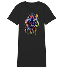 Lade das Bild in den Galerie-Viewer, Bunter schwarzer Wolf - Ladies Organic Shirt Dress
