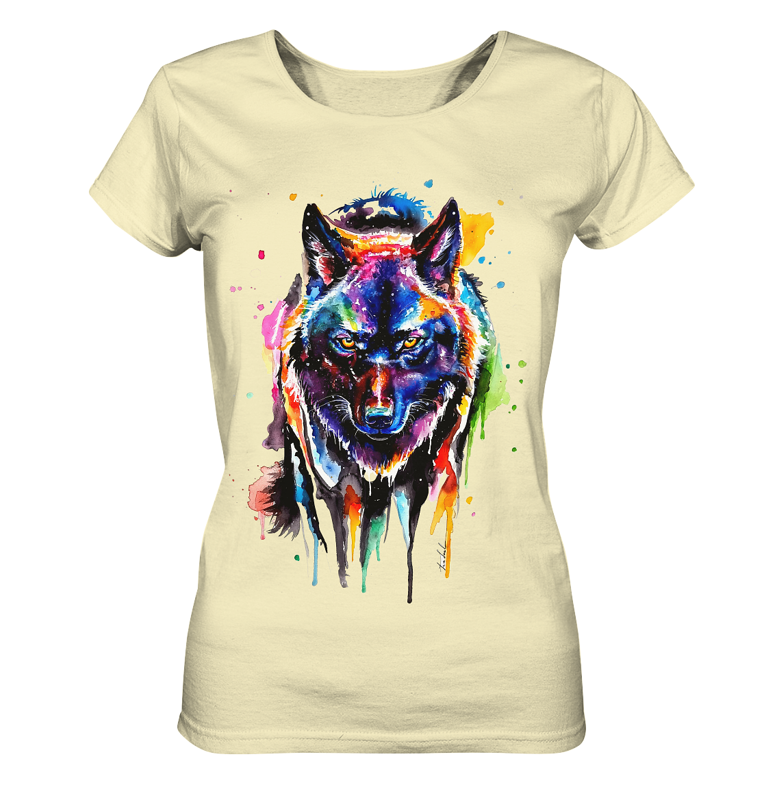 Bunter schwarzer Wolf - Ladies Organic Shirt