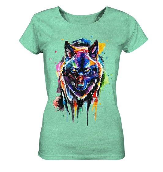Bunter schwarzer Wolf - Ladies Organic Shirt (meliert)