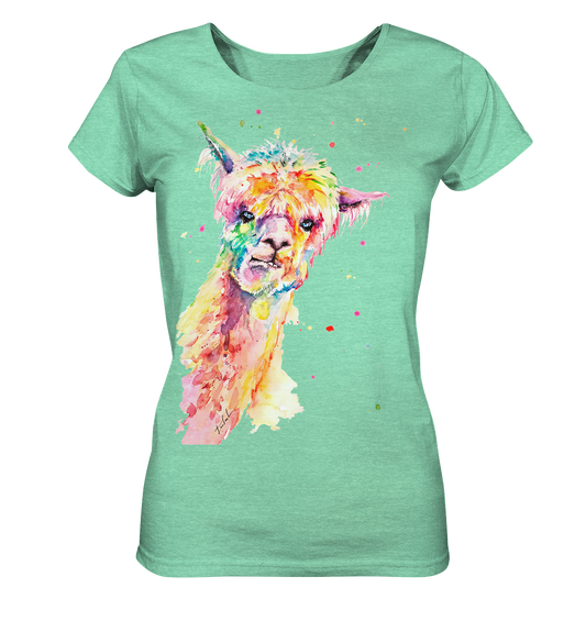 Lustiges Alpaka - Ladies Organic Shirt (meliert)