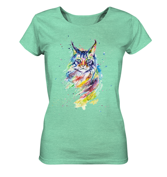 Bunte Katze - Ladies Organic Shirt (meliert)