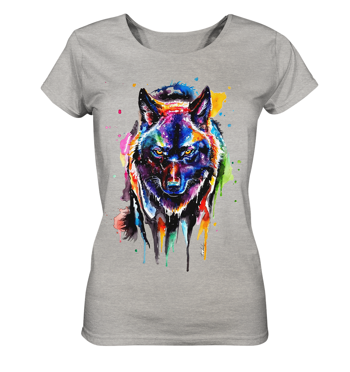 Bunter schwarzer Wolf - Ladies Organic Shirt (meliert)