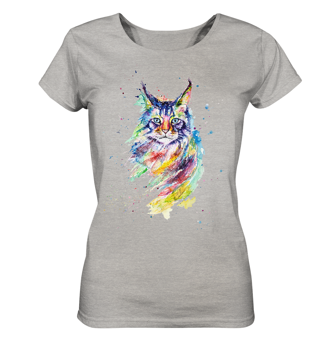 Bunte Katze - Ladies Organic Shirt (meliert)