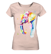 Lade das Bild in den Galerie-Viewer, Bunter Elefant - Ladies Organic Shirt (meliert)

