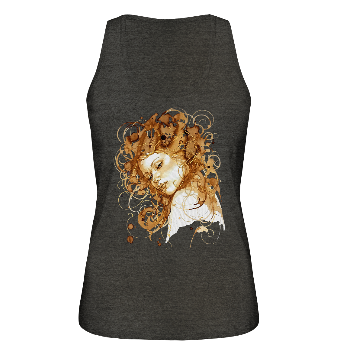 Kaffeemotiv Portrait mit goldenen Haaren - Ladies Organic Tank-Top