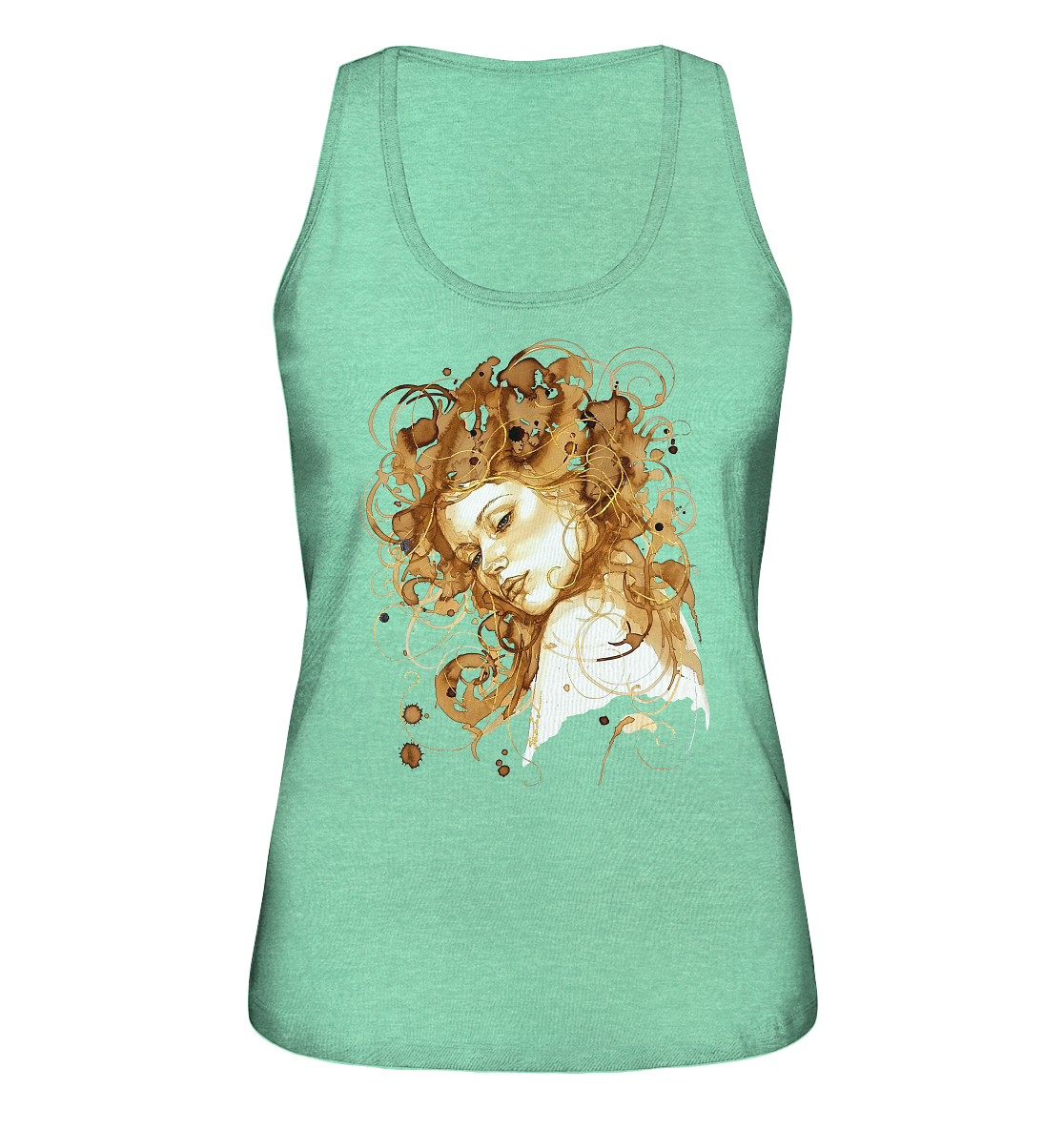 Kaffeemotiv Portrait mit goldenen Haaren - Ladies Organic Tank-Top