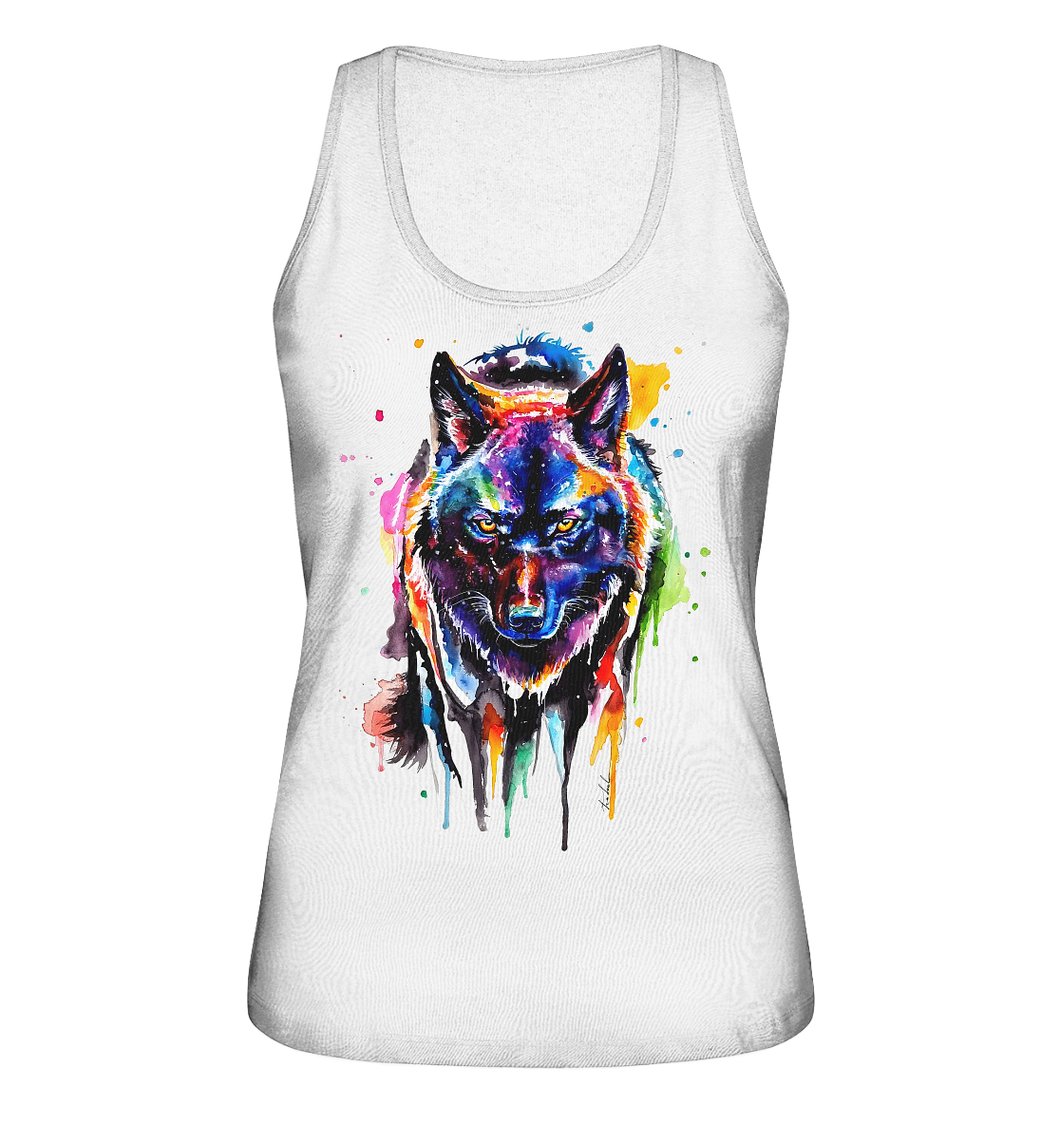 Bunter schwarzer Wolf - Ladies Organic Tank-Top