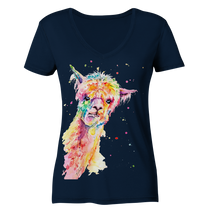 Lade das Bild in den Galerie-Viewer, Lustiges Alpaka - Ladies Organic V-Neck Shirt
