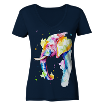 Lade das Bild in den Galerie-Viewer, Bunter Elefant - Ladies Organic V-Neck Shirt
