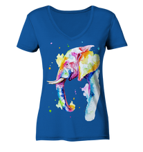 Lade das Bild in den Galerie-Viewer, Bunter Elefant - Ladies Organic V-Neck Shirt
