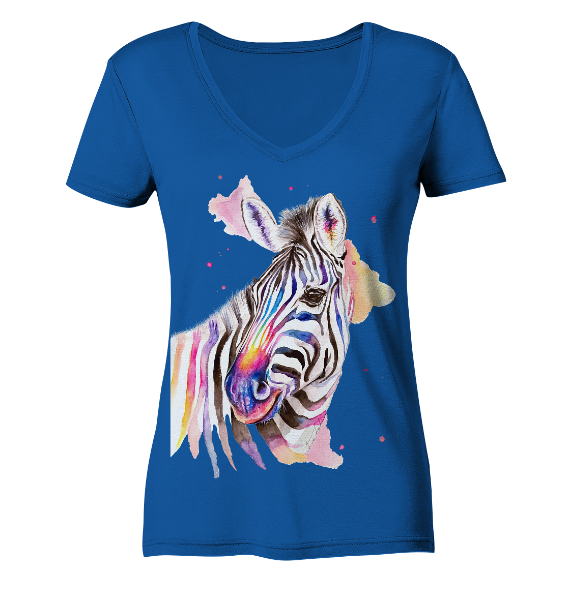 Buntes Zebra - Ladies Organic V-Neck Shirt