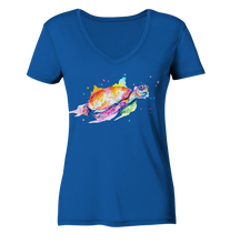 Lade das Bild in den Galerie-Viewer, Bunte Meeresschildkröte - Ladies Organic V-Neck Shirt
