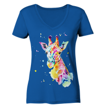 Lade das Bild in den Galerie-Viewer, Bunte Giraffe - Ladies Organic V-Neck Shirt
