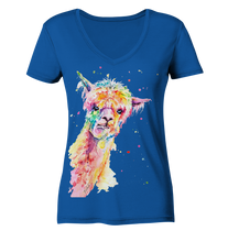 Lade das Bild in den Galerie-Viewer, Lustiges Alpaka - Ladies Organic V-Neck Shirt
