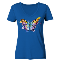 Lade das Bild in den Galerie-Viewer, Bunter Schmetterling - Ladies Organic V-Neck Shirt
