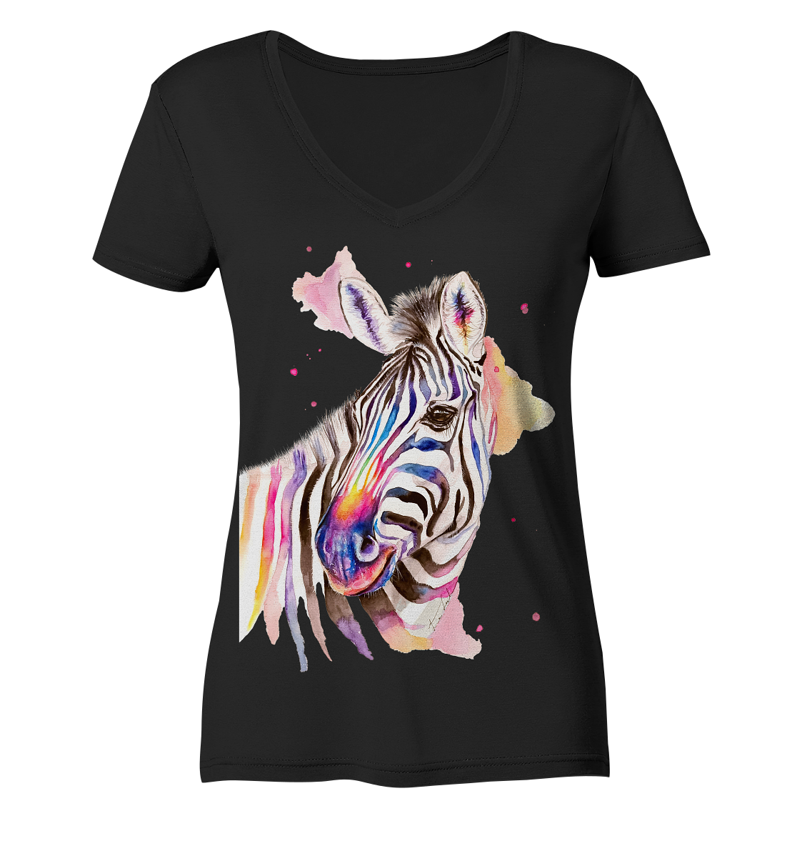 Buntes Zebra - Ladies Organic V-Neck Shirt