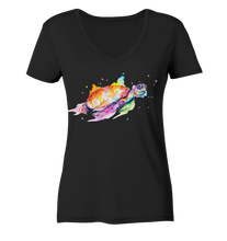 Lade das Bild in den Galerie-Viewer, Bunte Meeresschildkröte - Ladies Organic V-Neck Shirt
