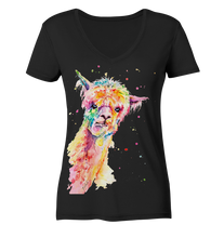 Lade das Bild in den Galerie-Viewer, Lustiges Alpaka - Ladies Organic V-Neck Shirt
