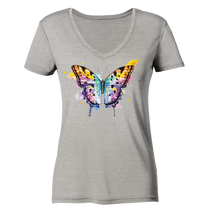 Lade das Bild in den Galerie-Viewer, Bunter Schmetterling - Ladies Organic V-Neck Shirt
