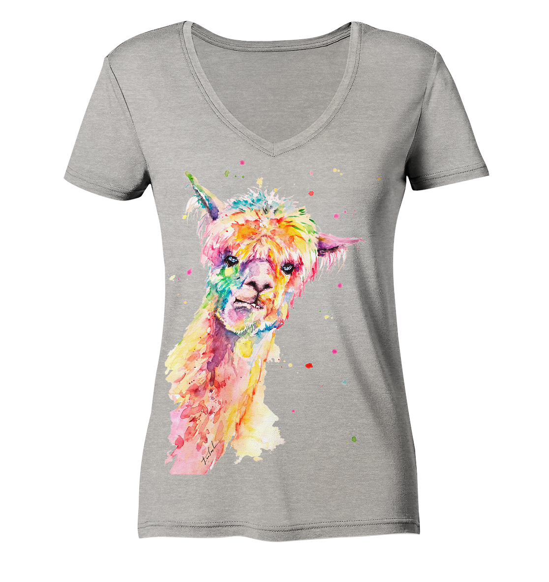 Lustiges Alpaka - Ladies Organic V-Neck Shirt