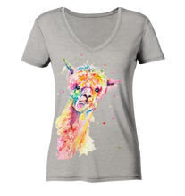 Lade das Bild in den Galerie-Viewer, Lustiges Alpaka - Ladies Organic V-Neck Shirt
